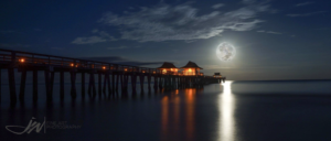 Photograph of Naples Pier and Moon