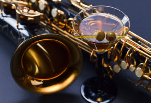 Weekend Events photo showing saxophone and a martini